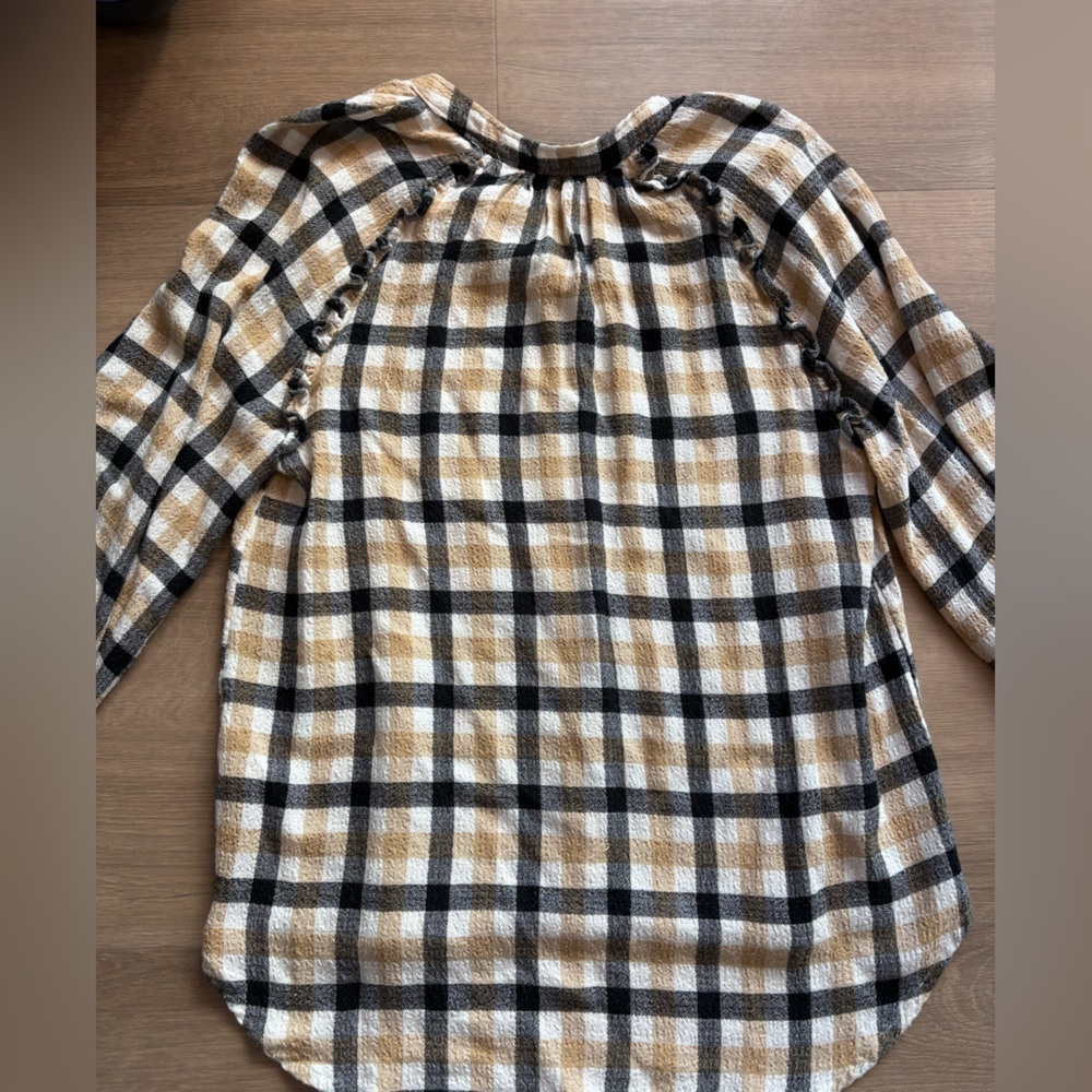 Pilcro Gingham Button Down With Ruffle Detail - image 2